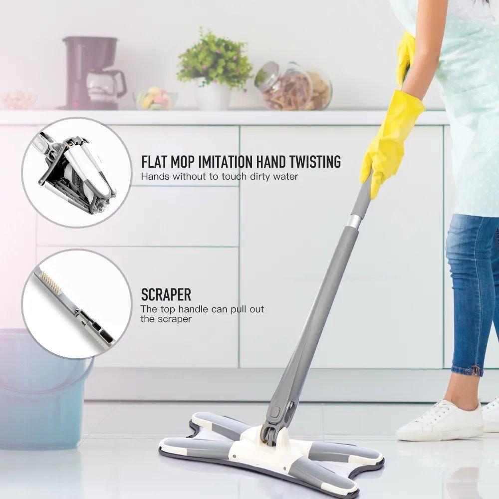 360° X-Shape Rotating Flat Mop – Easy Floor Cleaning