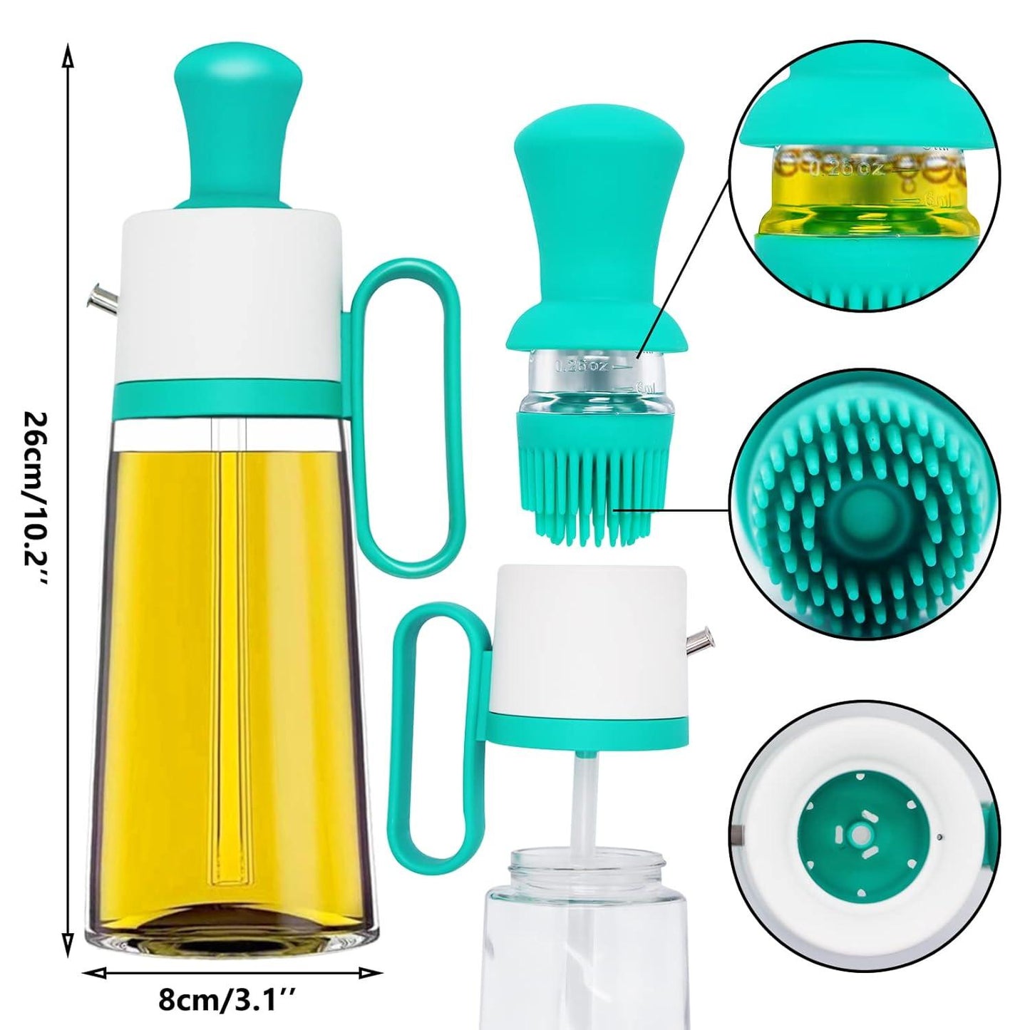 3-in-1 Oil Dispenser Bottle with Silicone Brush